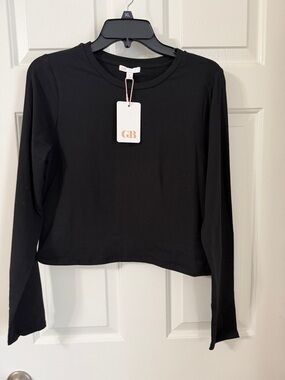 NWT Gianni Bini Black Long Sleeve Crewneck Knit Layering Tee